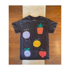 One Piece Tee Shirt Devil Fruits Colorful Design on Black Men's Size small